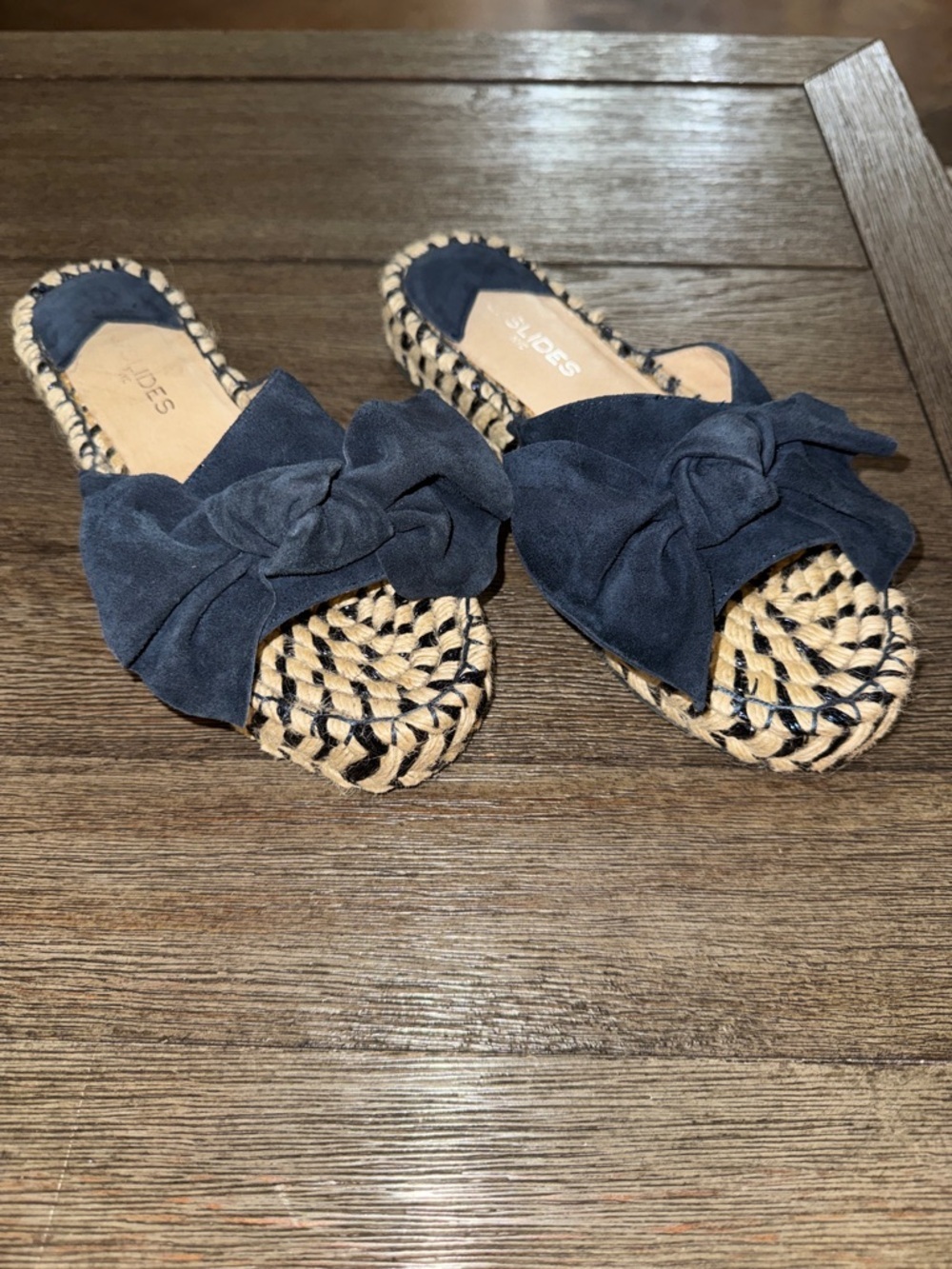 JSLIDES Ritsy Espadrille Slide Sandal Navy Suede